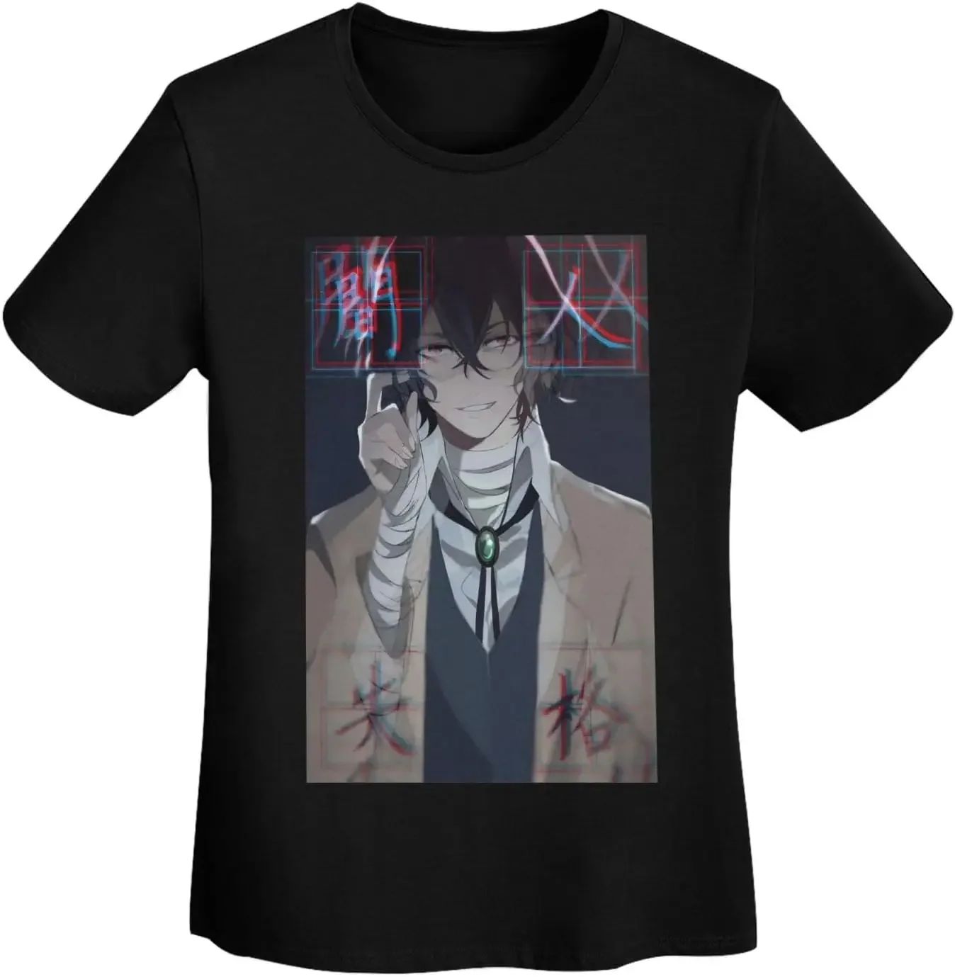 Bungo Anime Stray Dogs Shirt Women's Fashion Personalised Versatile Tshirt Crew Neck Short Sleeve Tops Black