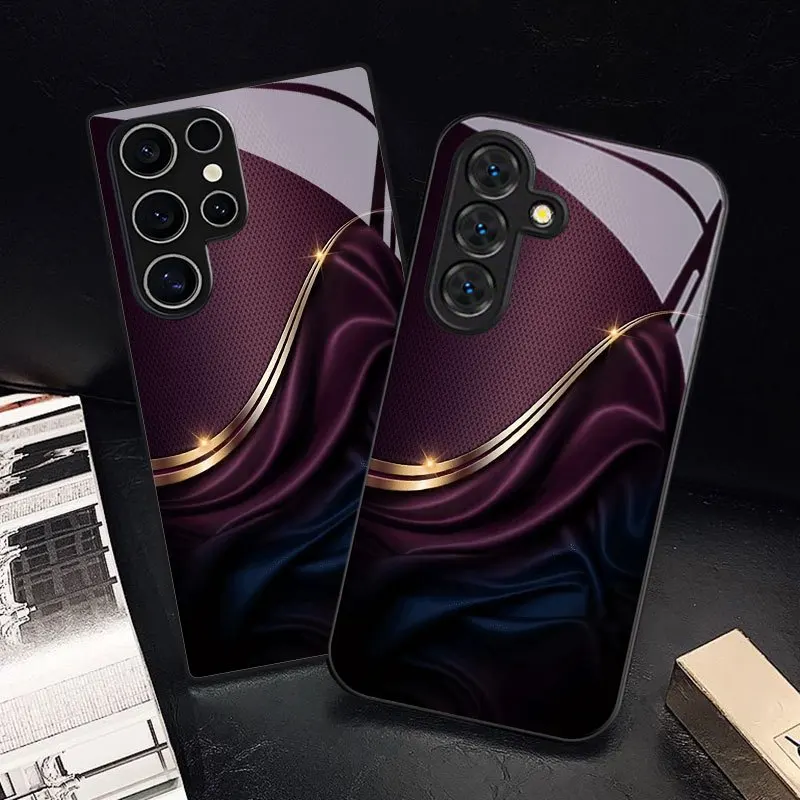 Luxurious Gold Wave Pattern Business-style TPU Phone case, suitable for Samsung S26/S25/S24/S23/S22/S21/S20 and other models.