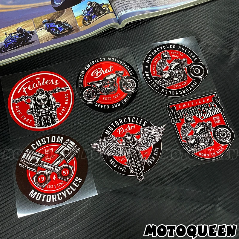 Vintage Custom Motorcycle Culture Sticker Car Club Fan Fuel Tank Pad Side Panel Body Scratch Cover Decoration Skull Decal