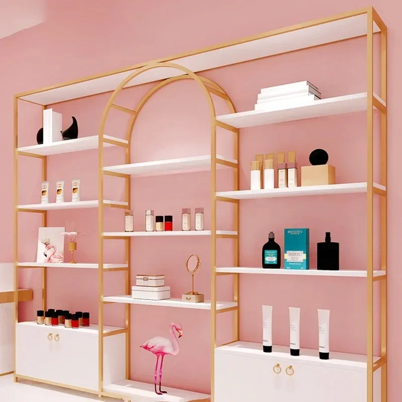 

Nail Manicure Salon Beauty Supermarket Pedicure Gondola Steel Stand Shelves Durable Storage Stacking Display Rack