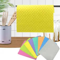 10Pcs Reusable Dishcloths Eco-Friendly Wood Pulp Sponge Dish Cloth Kitchen Cleaning Towels Cloths Household Cleaning Products