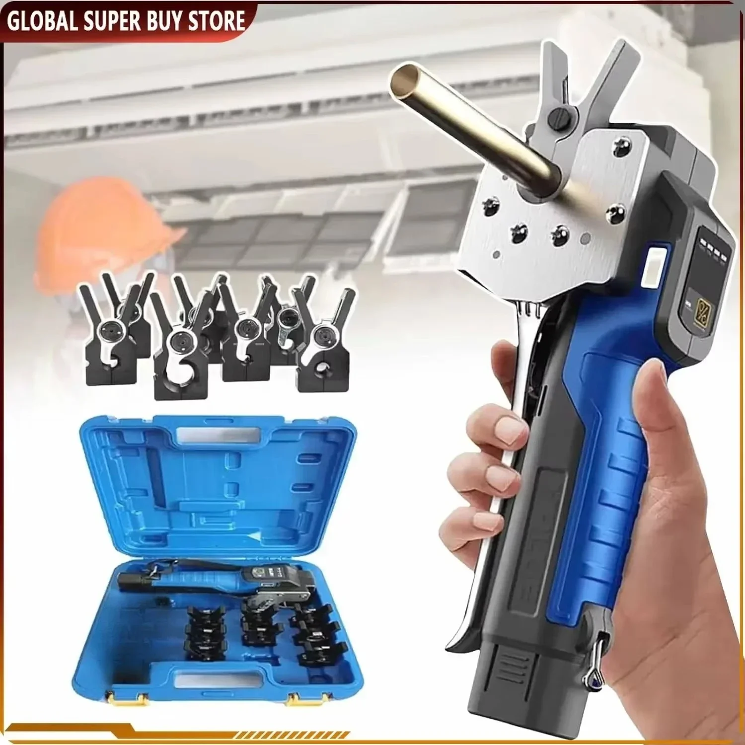 Cordless Pipe Tube Expander Tool 1/4”-3/4” Electric Flaring Tool Kit Lithium Battery for Soft Copper Aluminum Brass Pipe