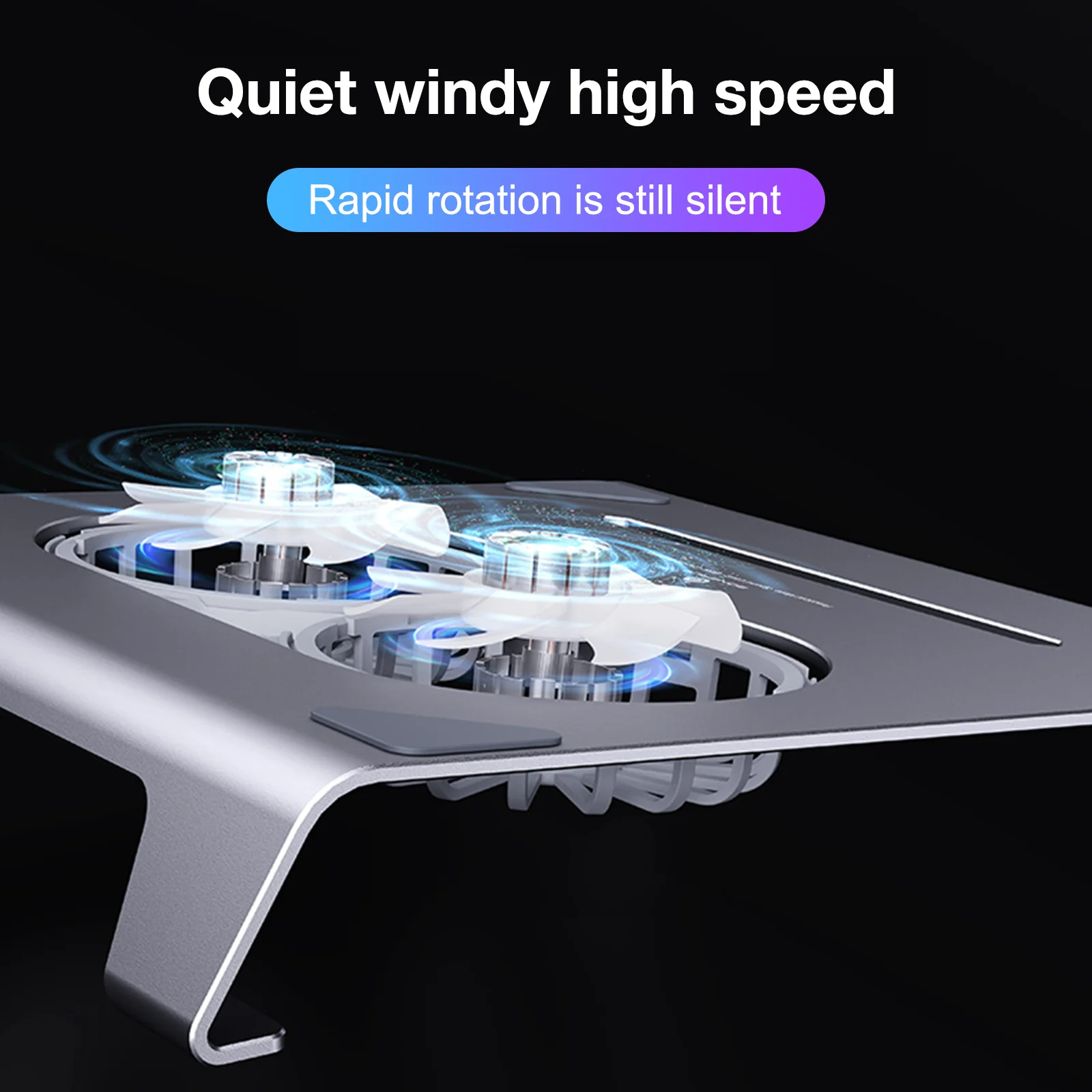 Dudukan Pendingin Laptop Kipas Ganda Paduan Aluminium Unew dengan Desain Lipat & Port Tipe C