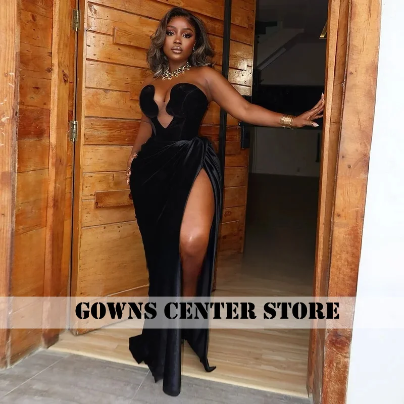 فساتين سهرة مخملية مثيرة 2026 فساتين حفلات حورية البحر للفتيات السود فستان سهرة نسائي أفريقي مخصص