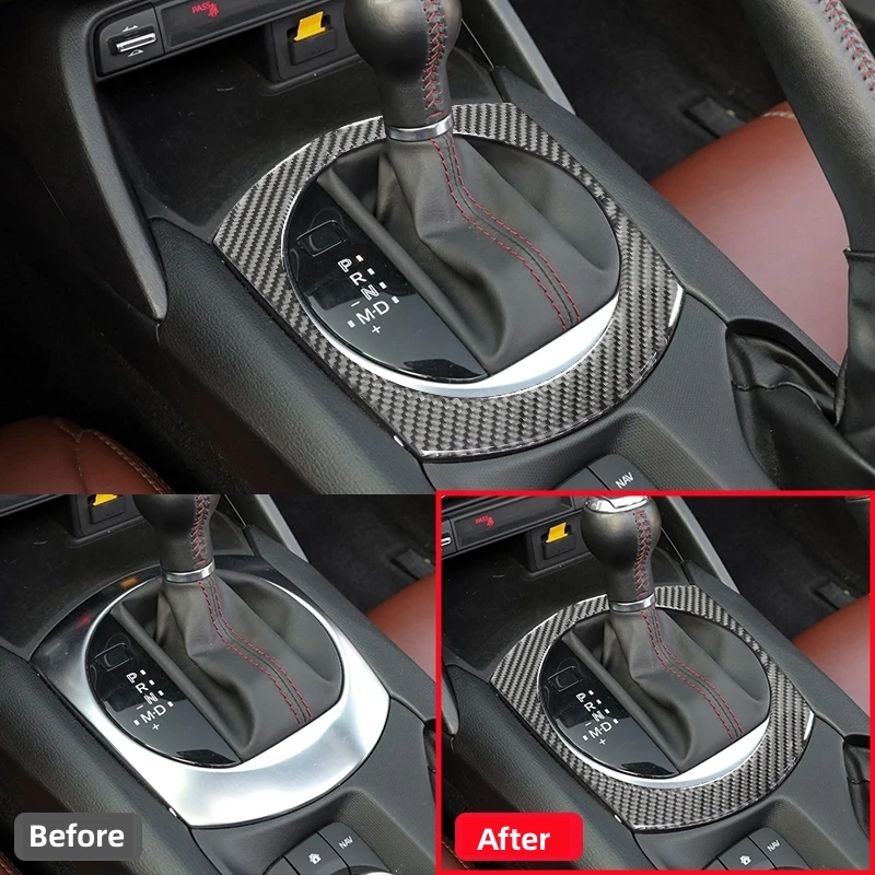 For Mazda MX-5 ND Miata 2016-2022 MX5 Car Gear Shift Surround Carbon Fiber Cover Sticker Gearbox Frame Trim Interior Accessories
