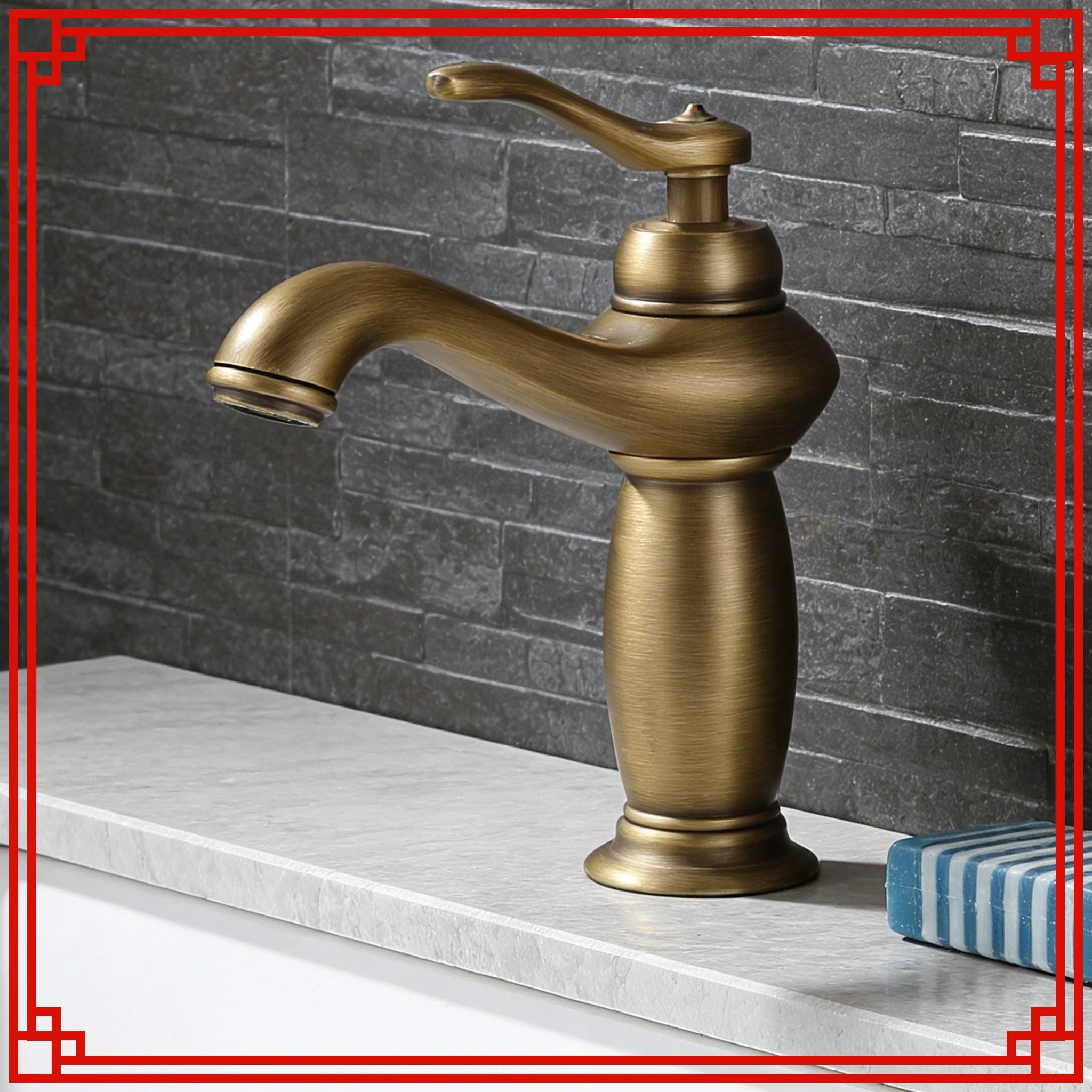 

French retro brass faucet, American antique hot and cold faucet, bathroom washbasin special faucet