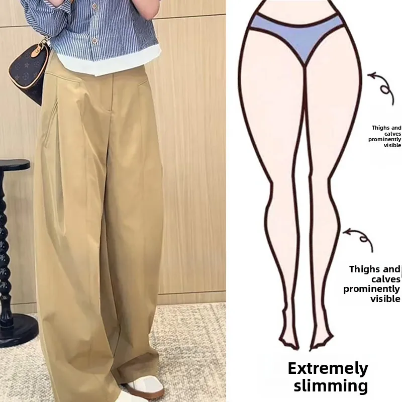 

High Waist Wide Leg Casual Pants Women's plus Size Small Figure Loose Slimming Knife Spring Early Season Fashion