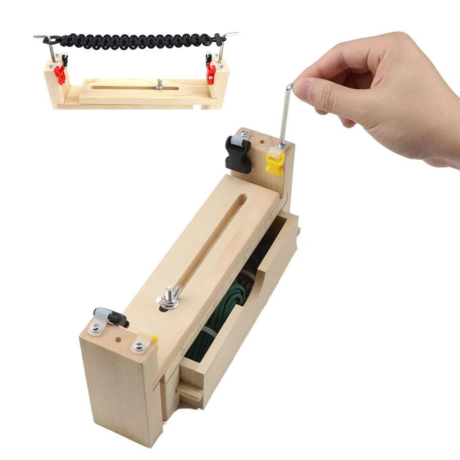 Bracelet Woven Workbench Length Adjustable 7.8-13.8 Inches Manual Wooden Paracord Jigs Set DIY Tool Rope Weaving Maker Platform