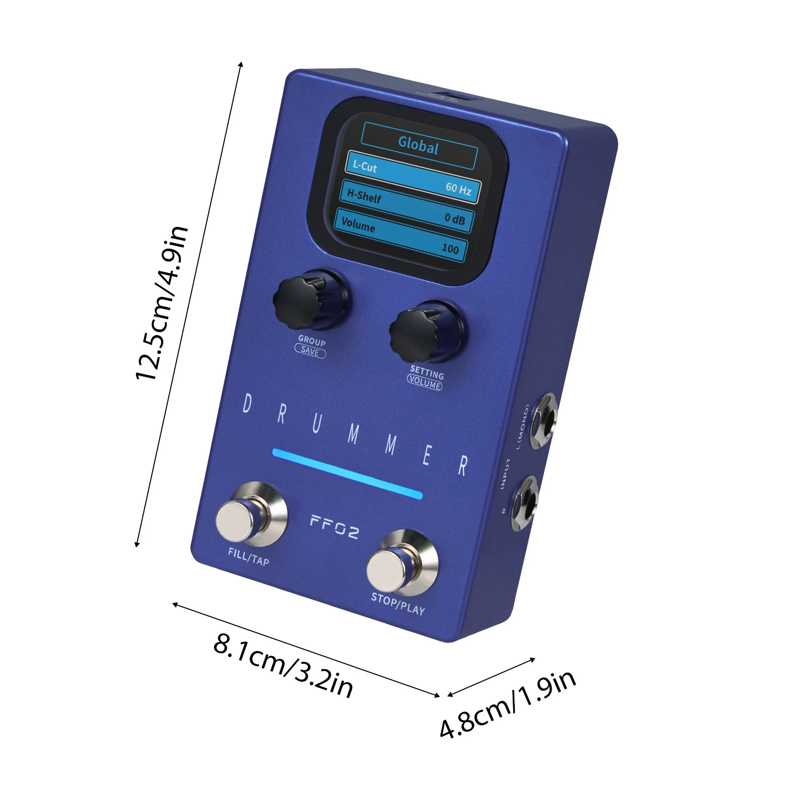 FLAMMA Drum Machine Gitarreneffektpedal 121 Drum Groove 11-Style Rhythmuspedal 66 anpassbare Schlitze Rhythmisches Gitarreneffektpedal