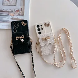3D Bowknot Crossbody Card Holder Wallet Phone Case For Samsung Galaxy A17 A07 A56 A36 A26 A06 A55 A35 A25 A15 A05S A05 A54 A53