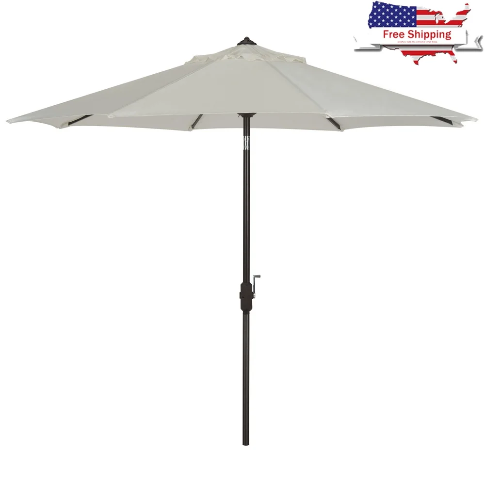 

9-футовый рыночный зонт с автоматическим наклоном для патио, прочный алюминиевый каркас, ветростойкий навес из полиэстера, уличный садовый обеденный зонт