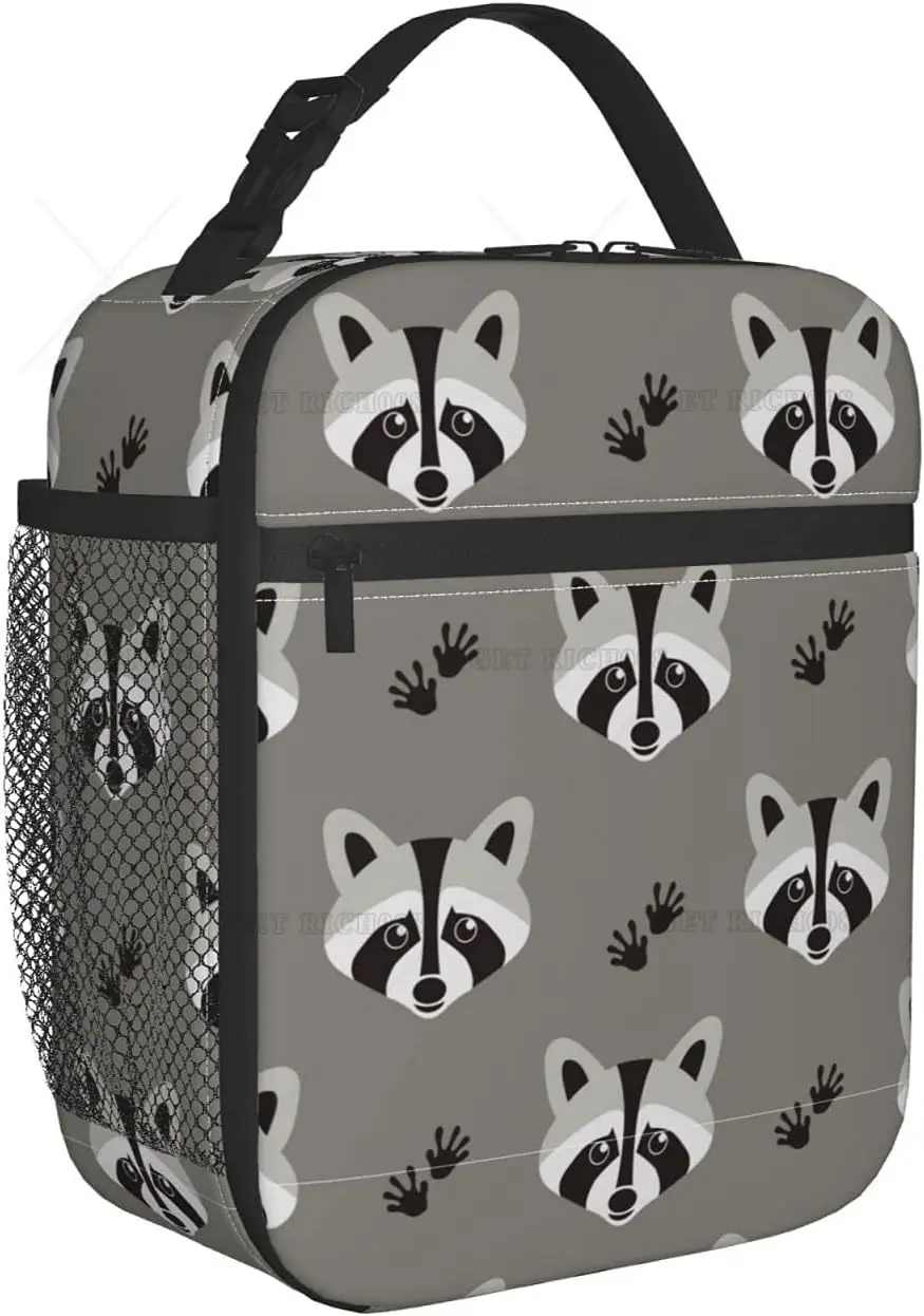 Raccoon Lunch Box para homens e mulheres, saco macio isolado, saco térmico reutilizável para o trabalho, piquenique, caminhadas, sacola de tamanho único com lancheira