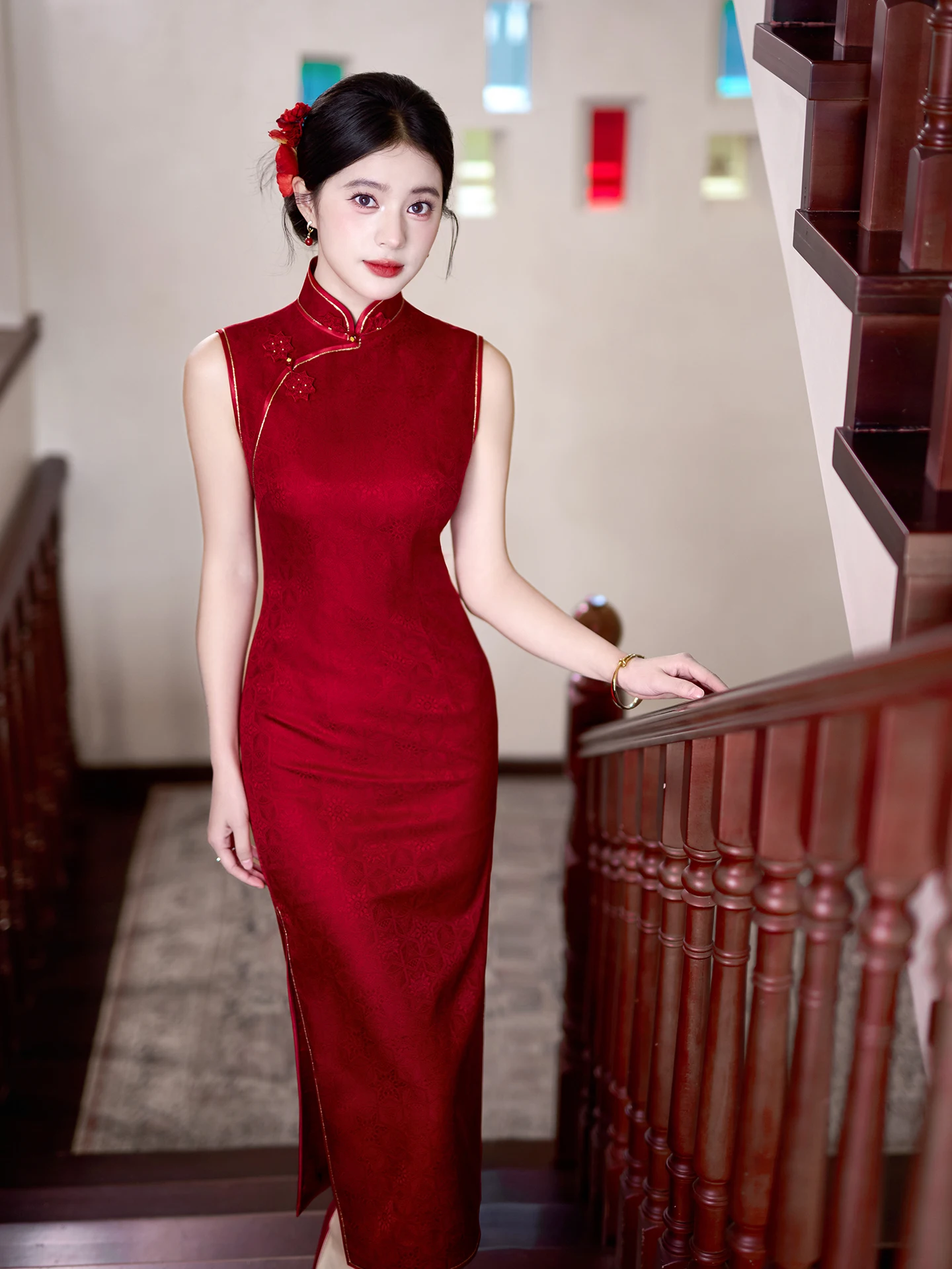 

Элитное свадебное платье ручной работы из шелка, красное, для помолвки и свадьбы, в традиционном китайском стиле...