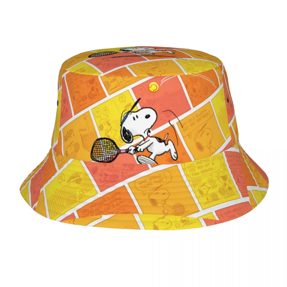 Vocation Getaway Headwear Snoopy Play Tenis Accesorios Sombrero de cubo Sombrero para el sol Sombreros de sesión Sombreros de pescador de pesca plegables al aire libre