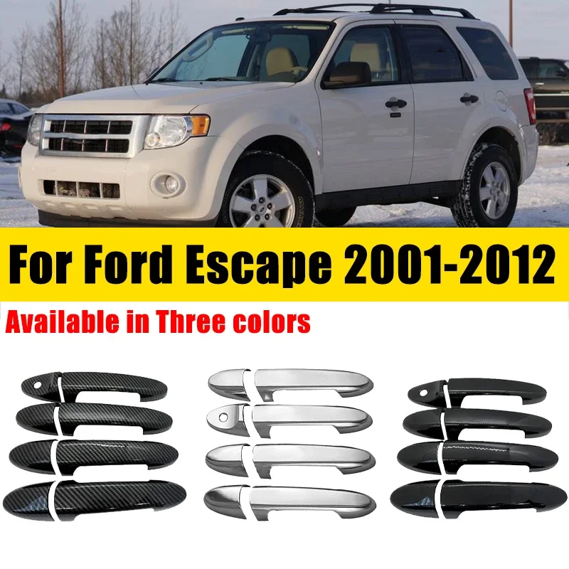 Door Handle Cover Carbon Fiber Chrome For Ford Escape MK1 MK2 2001-2012 2002 2003 Sticker Anti-scratch Trim Set Car Accessories