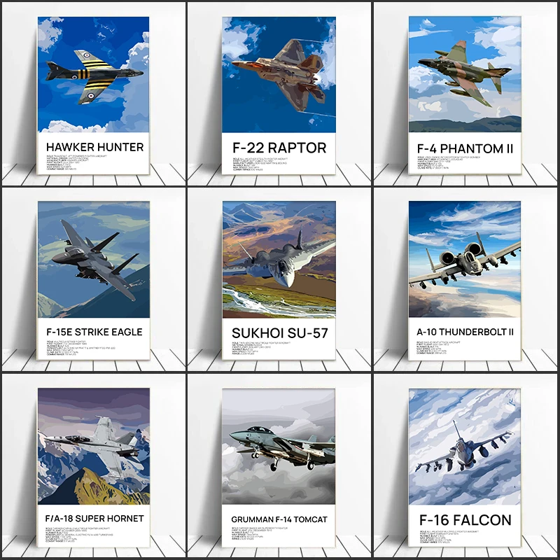 Fighter Aircraft Sukhoi Su-57 Poster Prints Canvas Painting Wall Airliner Airplane Plane Art F-22 Raptor Picture Room Home Decor