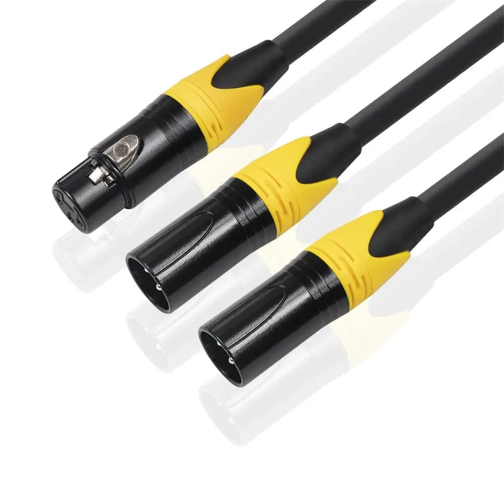New Thickened Metal Shell Nickel Plated Plug 3Pin Balanced XLR Wire One Female Two Male Audio Cable for Microphone 1M