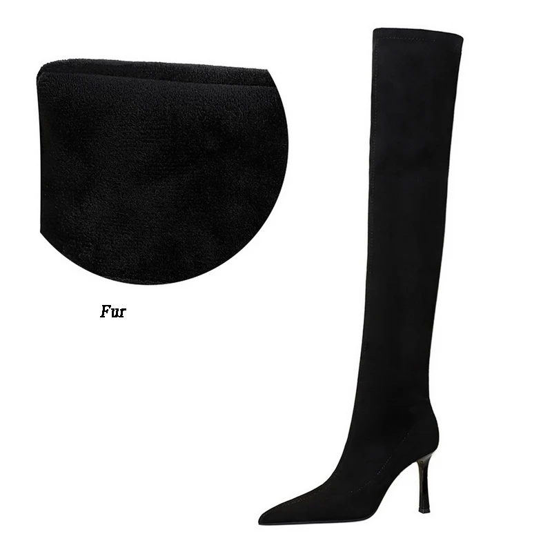 BIGTREE Fashion Pointed toe Women Knee Length Boots Winter Sexy Long Boots High Heels Stilettos Elastic Boots