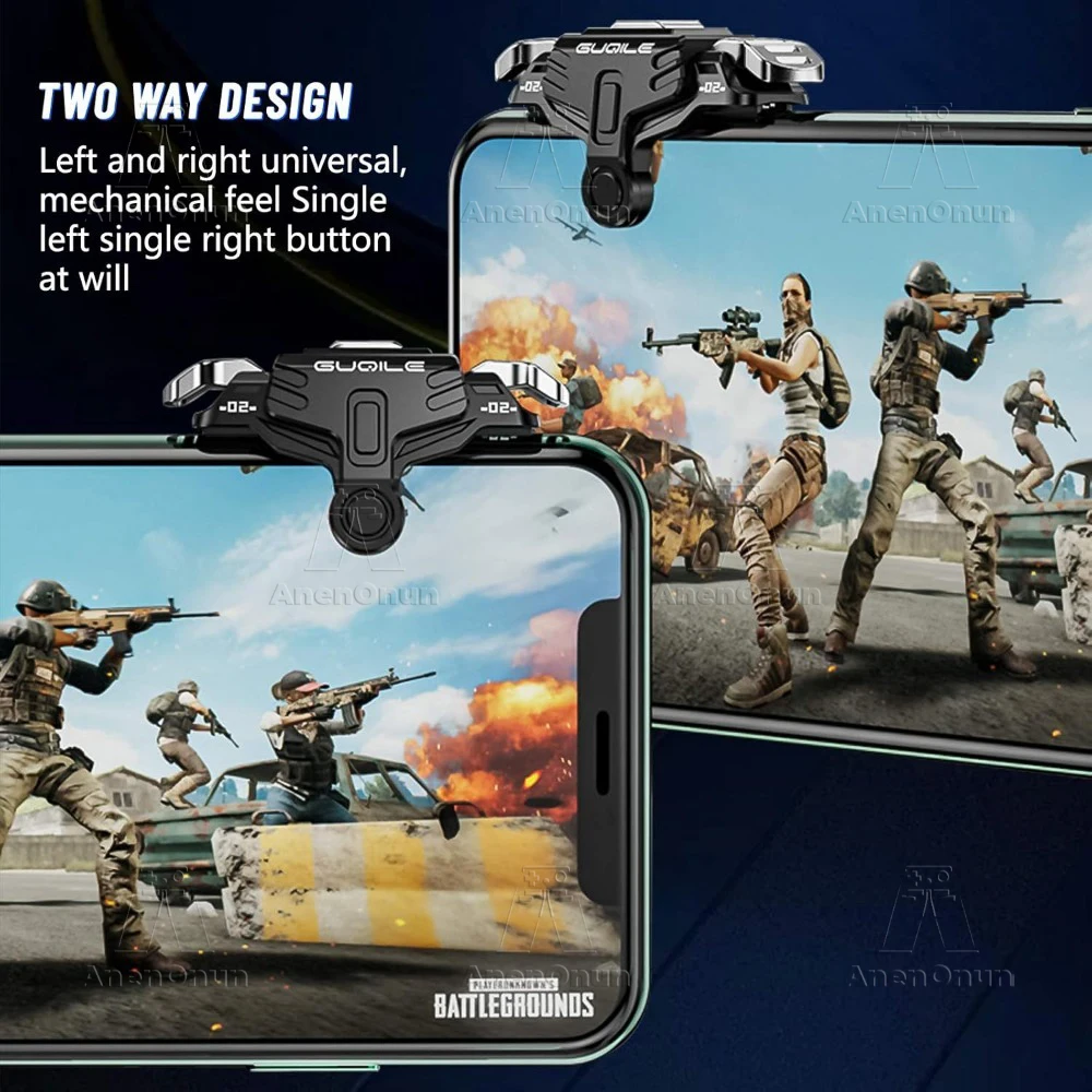 وحدة تحكم ألعاب الهاتف المحمول PUBG، زر ميكانيكي للتشغيل بأربعة أصابع، ملحقات ألعاب إطلاق النار للهاتف الخلوي Android/iOS