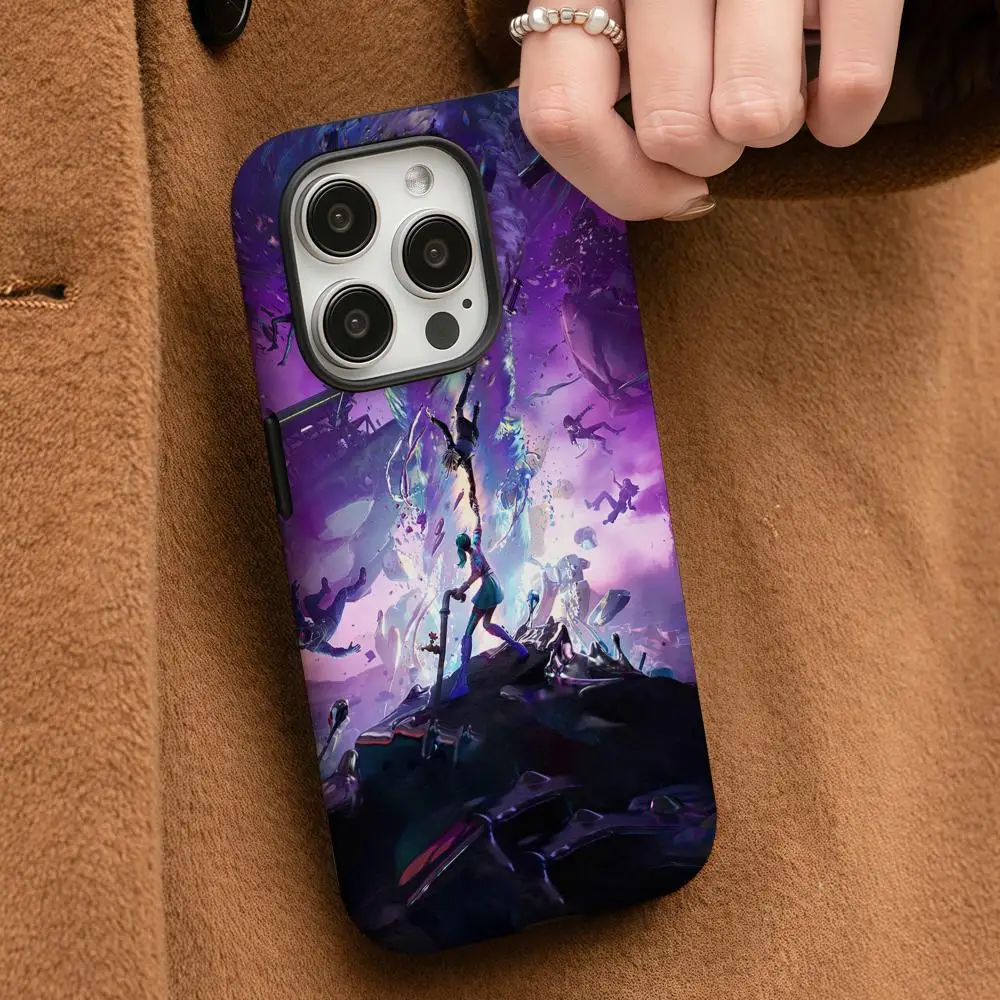 

Game Fortnites Phone Case For iPhone 16 15 14 13 12 11 Pro Max Plus Glossy HD Double-Layer Liquid Back Film Hard Shell
