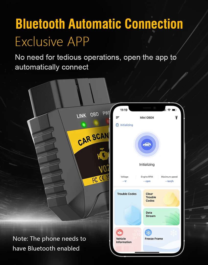 

New V020 BLE bluetooth 4.0 V1.5 OBD-II Troubleshooting Tool ELM327 Scanner tool Vehicle Fault Code Reader With Exclusive App