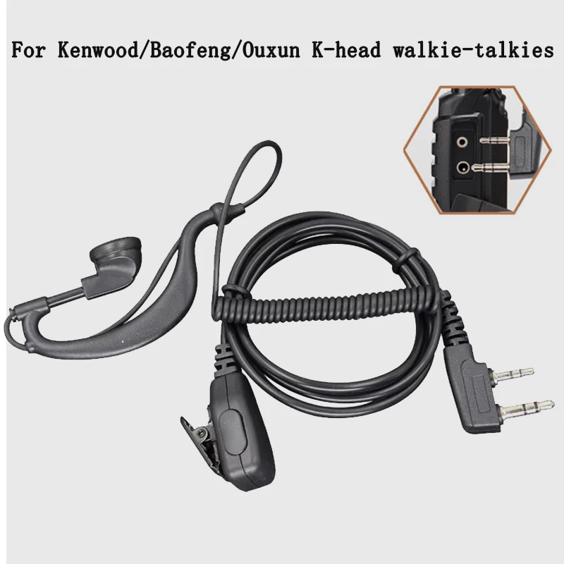 

2-контактный разъем K, наушник-крючок, гарнитура с микрофоном PTT для портативной радиостанции QuanSheng Baofeng UV-5R, аксессуары для рации Kenwood