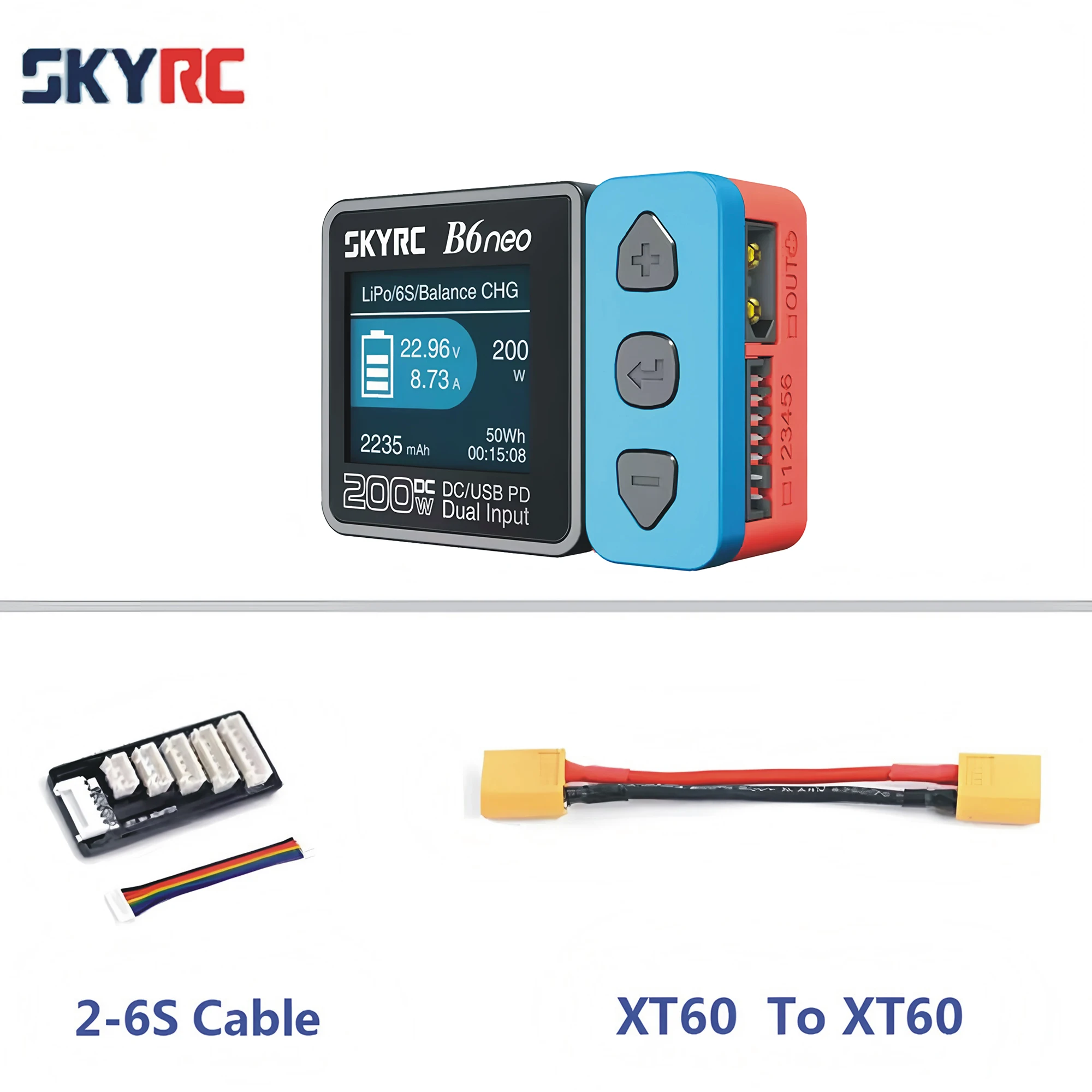 

SKYRC B6neo Умное зарядное устройство высокой мощности DC200W PD80W Многоязычное балансное зарядное устройство 600 мА XT60/Type-C Компактное зарядное устройство Разрядник