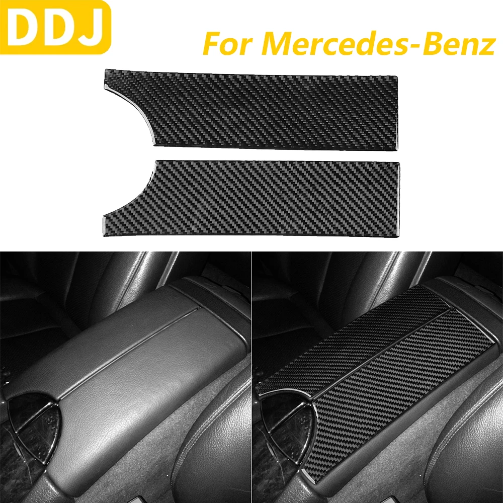

For Mercedes-Benz E-Class W211 2003-2009 Carbon Fiber Central Armrest Box Panel Cover Trim Car Accessories Decoration Sticker