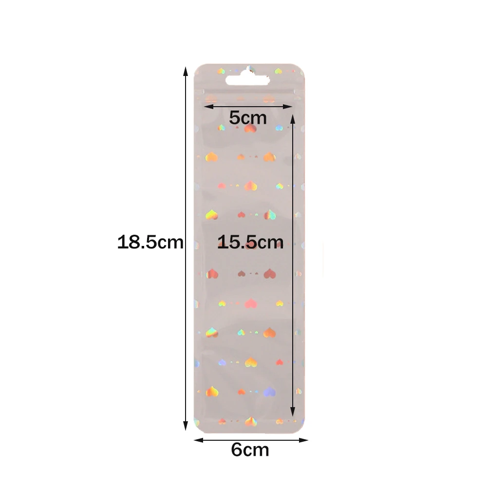 50 stücke Lange Holographische Verpackung Taschen Ziplock Laser Seal Beutel Für Party Nagel Wimpern Bevorzugung Lebensmittel Lagerung Schmuck Display Versorgung