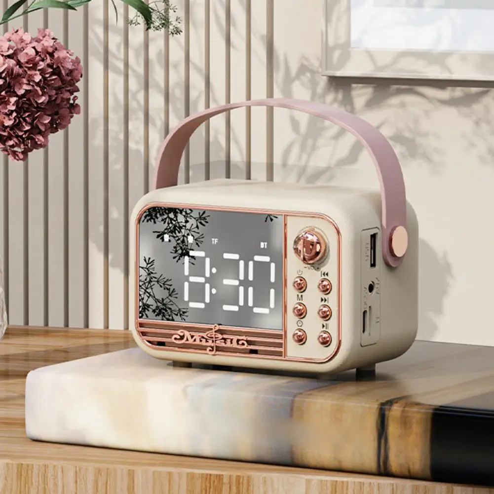 Alarm Clock Bluetooth Speaker 3D Sound Balance Diffusion Vintage Call Retro Handheld Type Alarm Clock Speaker