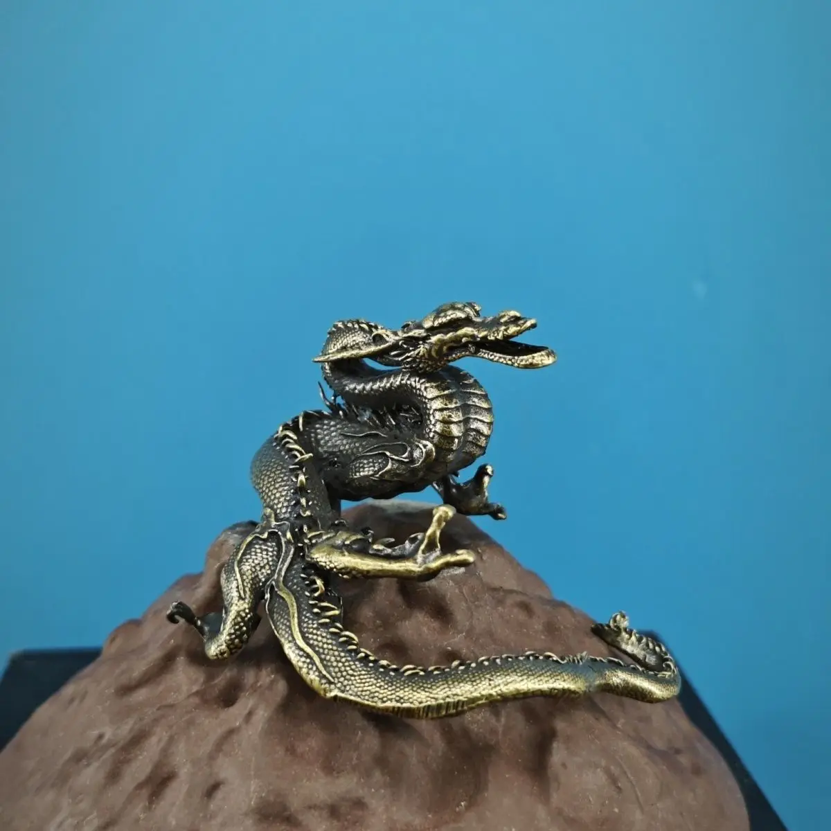 Brass Dragon Statue from Shanhaijing- Handcrafted Decor, Rockery, Bonsai