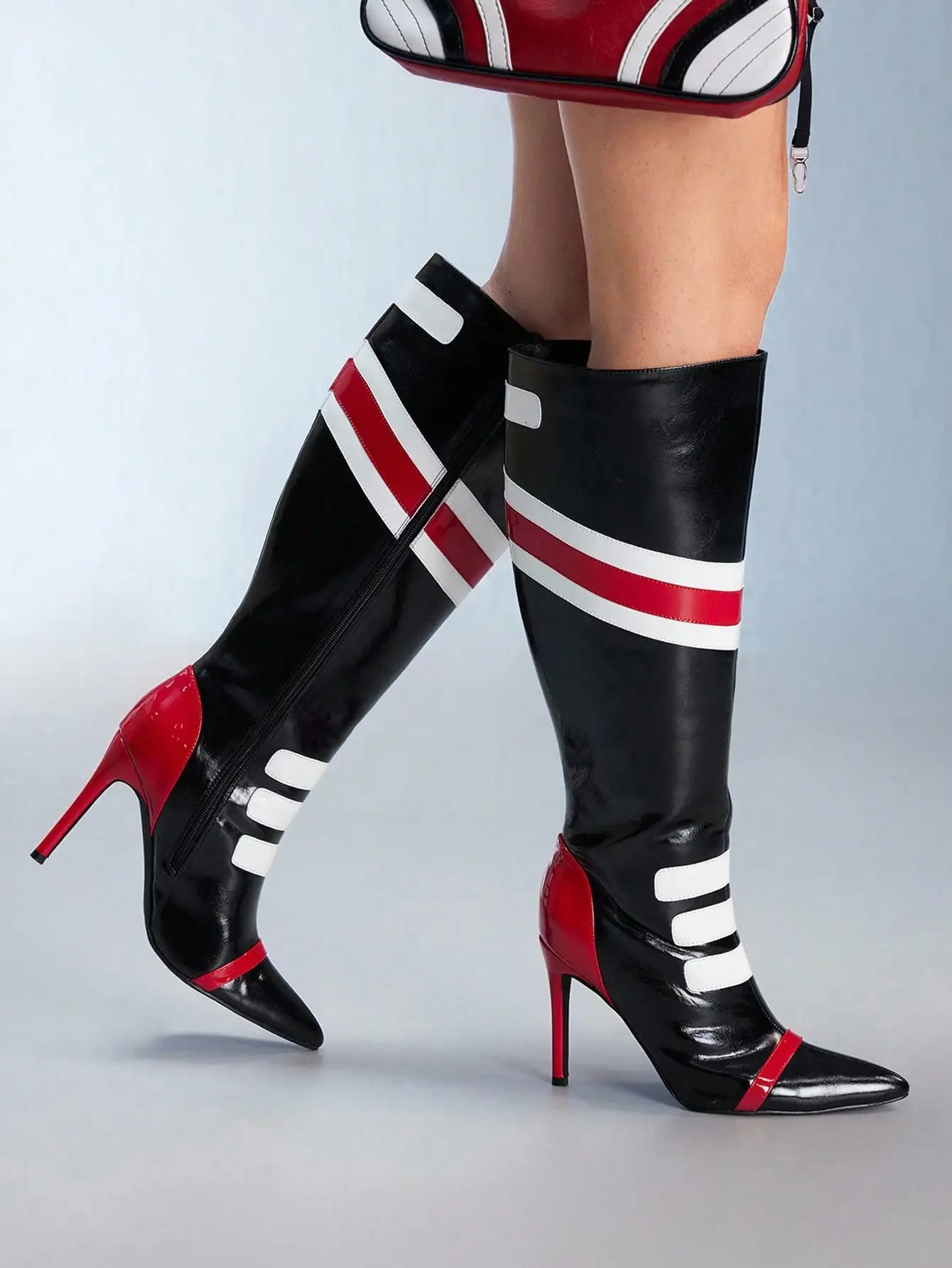 Cross Tied Sandals Boots Pointy Toe  Buckles Straps Knee High Boots Summer Women Sexy Shoes Lace Up Stiletto Heels 44 view 2
