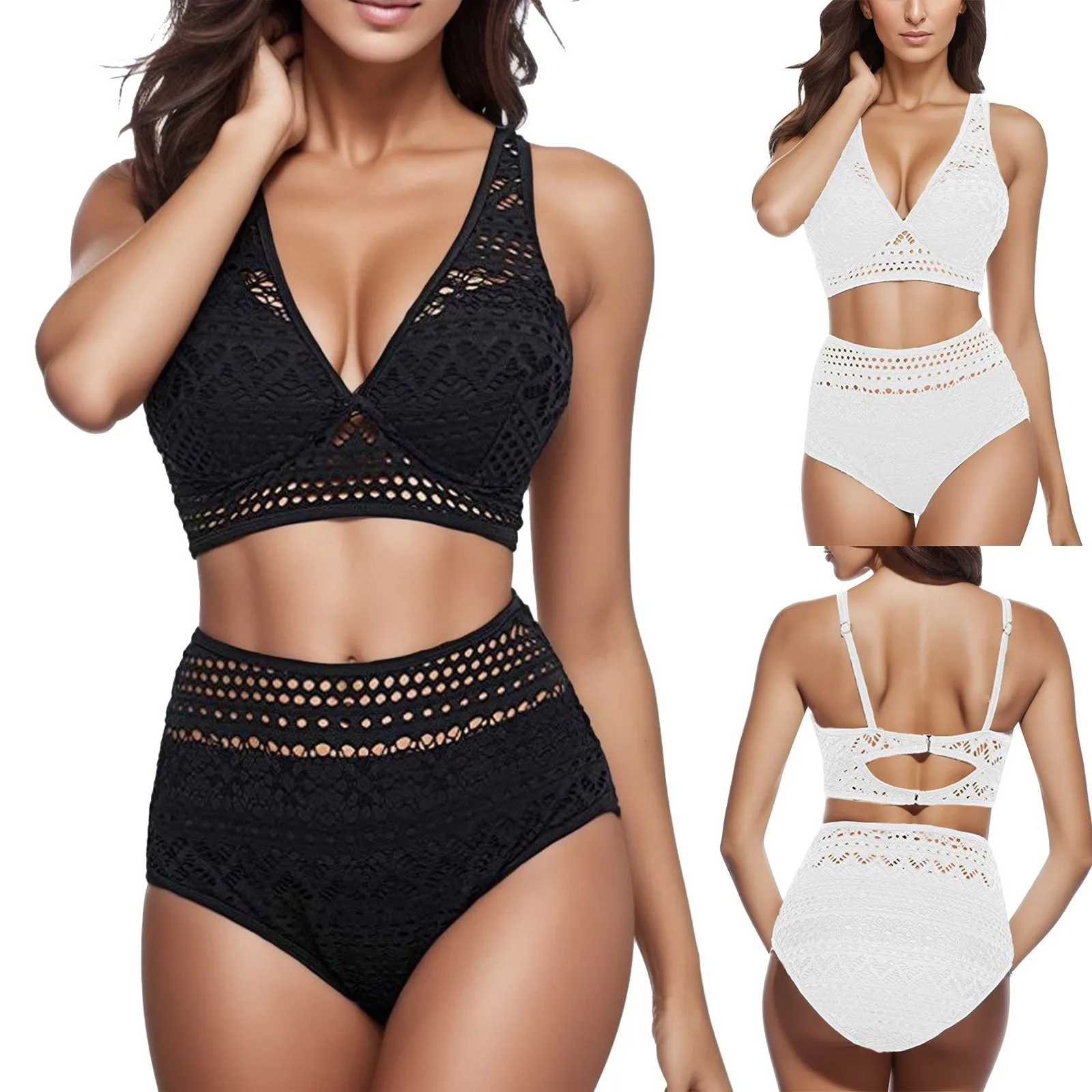 

2024 Halter Bikini Set High Waist Swimwear Women Sexy Swimsuit Female Beachwear Summer Push Up Bathing Suit Beachwear Set