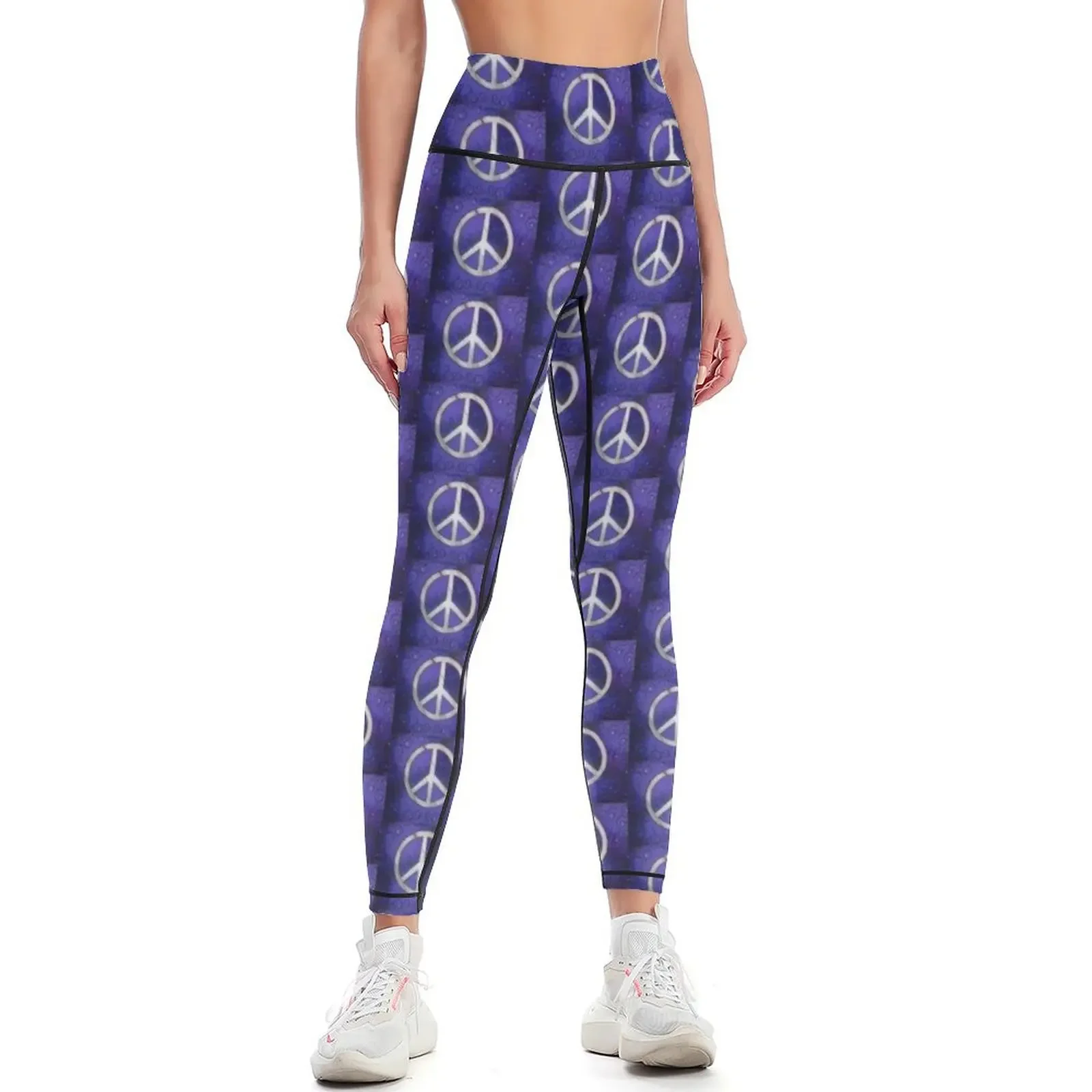 

Retro Purple Peace Sign Leggings Fitness's gym clothes jogging pants exercise clothing for gym clothing Womens Leggings