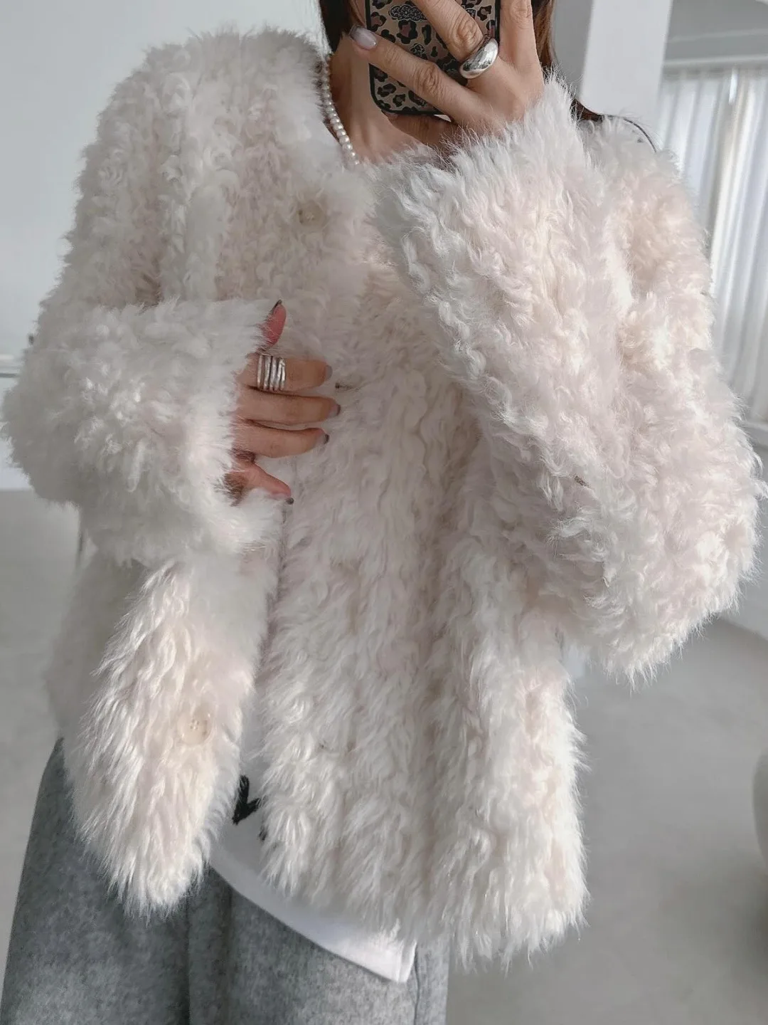 أنيقة خمر Faion معطف فروي دافئ المرأة لطيف مكافحة الشيخوخة رقيق Jaet العصرية ort ملابس خارجية الكورية Sle فضفاضة تناسب