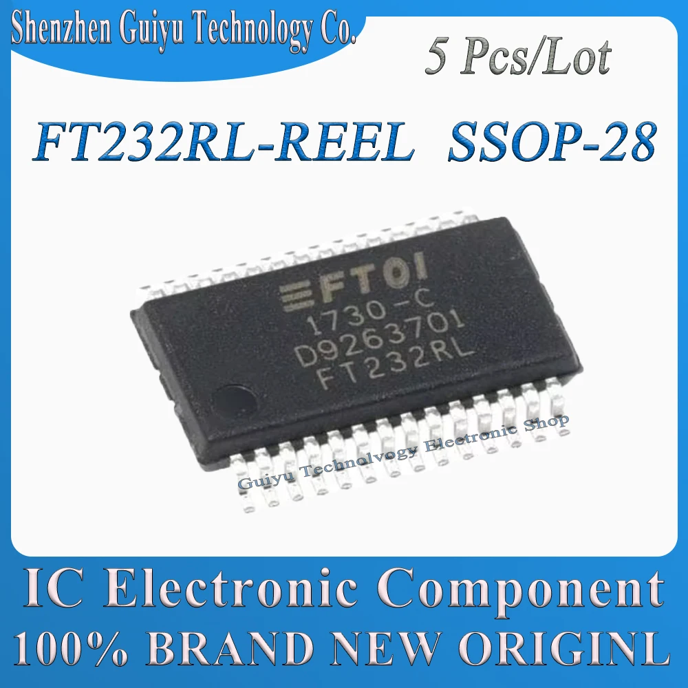 5 Pcs/Lot FT232RL-REEL FT232RL-RE FT232RL T232R FT232 USB SSOP-28 IC Chip