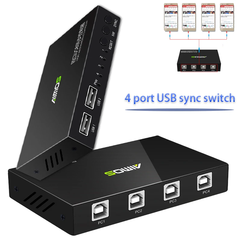 Plug and Play USB Switch game KM switcher USB synchronizer KM USB synchronous switch controller control 4 PCs Internet Splitter