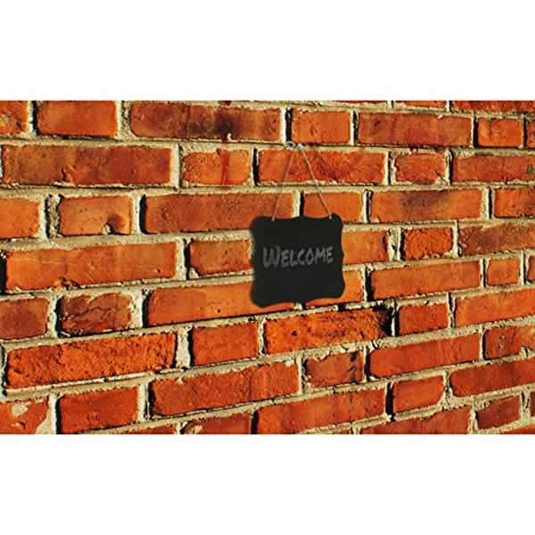 

4 Mini Wooden Vintage Style Black Chalkboards Hanging Message Boards 14x14x0.5cm Erasable for Party Table Crafts Weddings