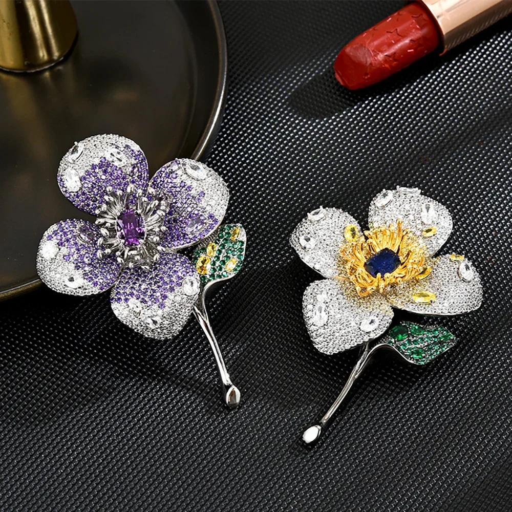 

new Luxury Brooch for women mountain plum blossom Brooches Zircon Inlaid Pins Jewelry Design Clothing catwalk Accessories Gifts