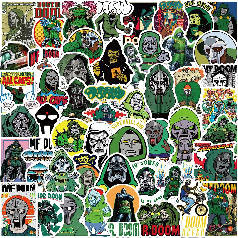 50Pcs Singer Mf Doom Cool Sticker Waterproof Fan Gift Collection Decoration Luggage Guitar Bottle Phone Case Helmet Laptop Decal