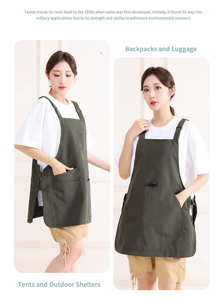 Waterproof Professional Two-Shoulder Work Apron - Multi-Pocket Water-Repellent Design for Bakery Food Service & Milk Tea Shop
