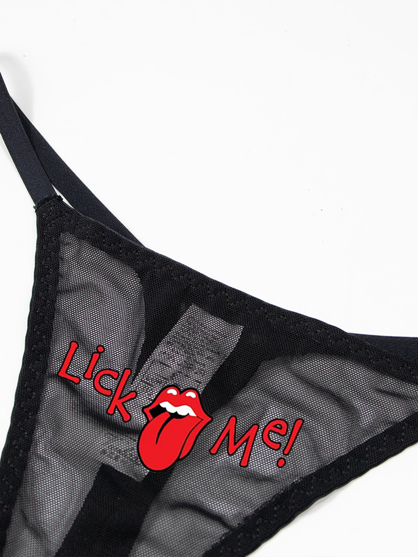 Sexy fashion Solid Color Mesh Mouth & Letter Printing  Low Waisted Panty Lingerie For Woman Ladies Thong Underwear