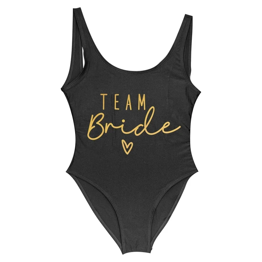 Hen Party Swimsuits One-Piece Team Bride Swimwear Bride To Be Woman Pink Swimwear Bachelorette Beatchwear Bathing Suits