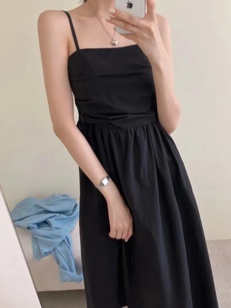 تنورة طويلة صيفية أنيقة بخصر مرتفع وتصميم ملفوف بدون أكمام، مناسبة للعمل، بأسلوب حلو من ألياف البوليستر