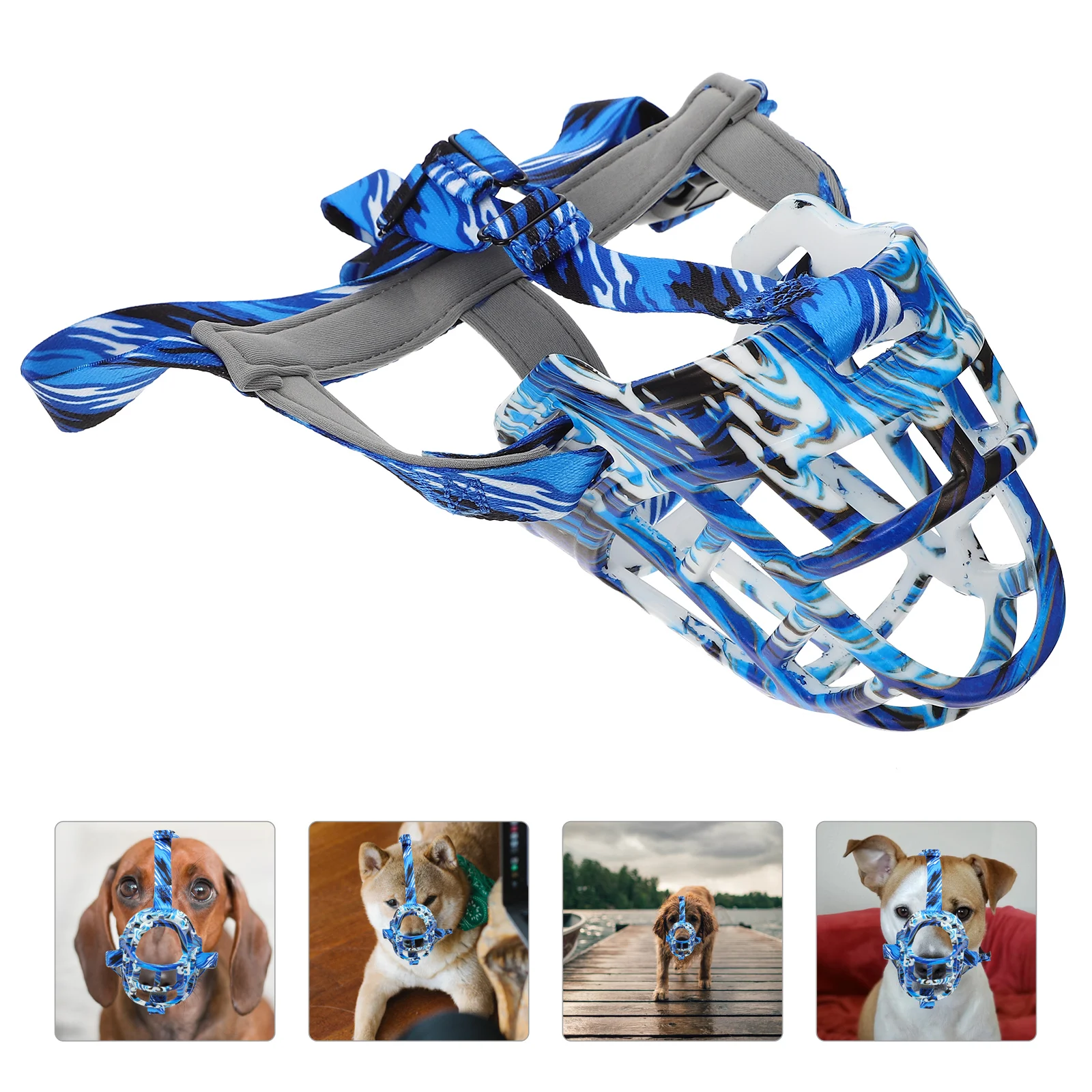 

Dog Cover for Small Medium Large Dogs Blue White 4# Adjustable Dog Muzzle Small Muzzle For Dogs Basket Pet Supplies