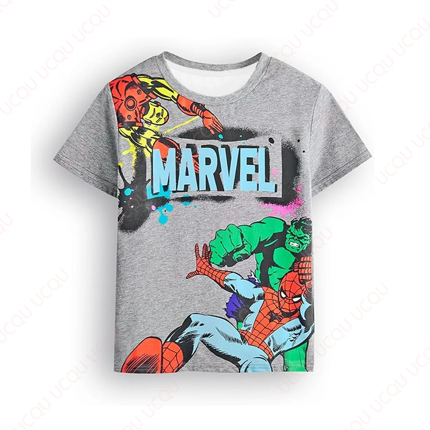 

Marvel Avengers Grey Graphic T-Shirt Short Sleeve New Summer Unisex Tops Loose Tee Hot Sale Faddish Casual T-shirts