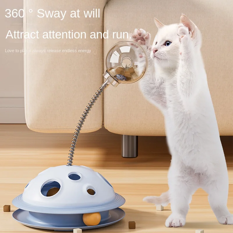 

Teaser Turntable with Spring Food Dispensing Ball Plate Self-Entertainment Pet Toy