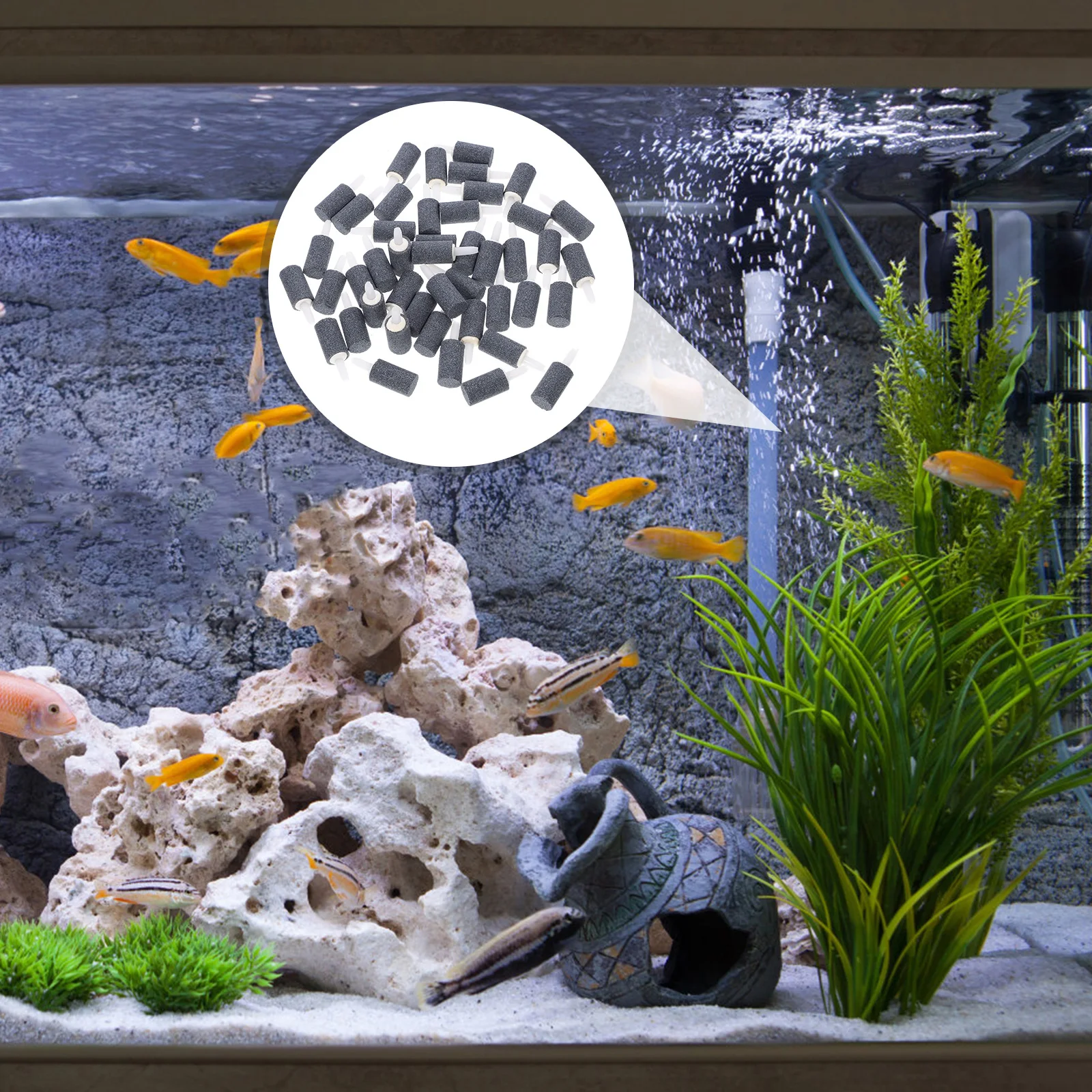 

50 Pcs Air Stones for Aquarium 1 Inch Cylinder Bubble Diffuser Fish Tank Decorative Oxygenator Aquatic Accessories