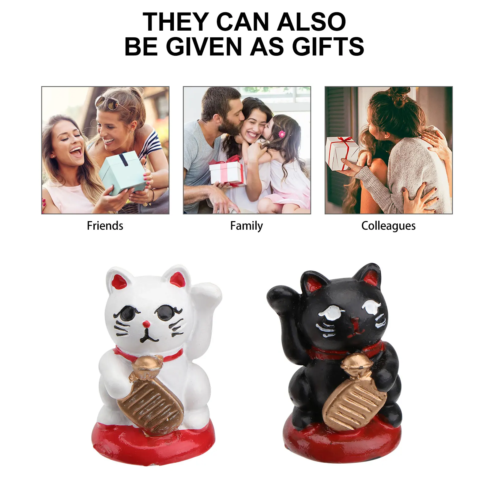 

2pcs Cat Ornaments Resin Home Decor Desktop Adornment Creative Japanese New Year Decoration Gift Party Holiday Household