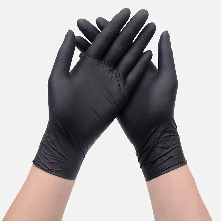 20/30pcs 9inch Disposable Black Nitrile Gloves Latex Waterproof Durable Thin Kitchen Food Processing Beauty Salon Family glove